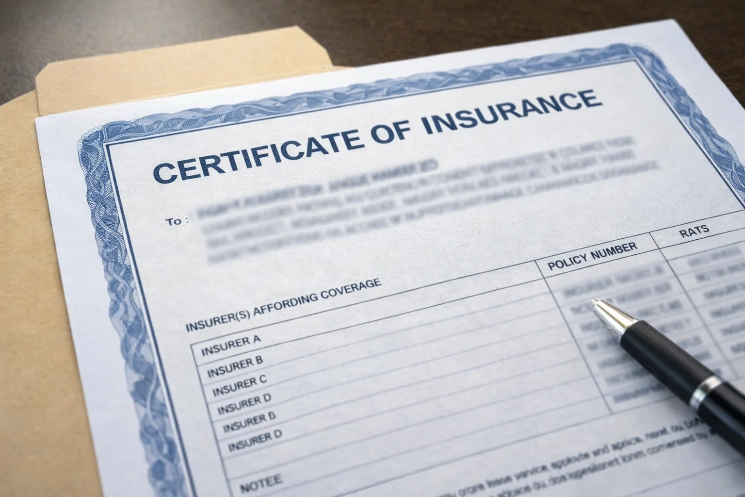 Validated contractor license and insurance documents