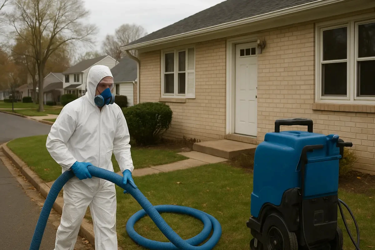 Water testing equipment set up outside a New Jersey home to evaluate water quality and detect potential environmental or plumbing-related issues.